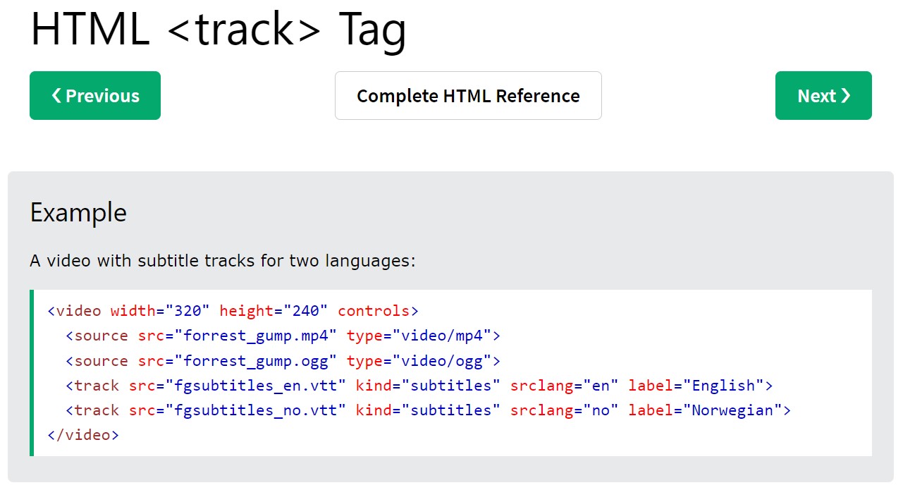 Using HTML5 tags for video captioning.